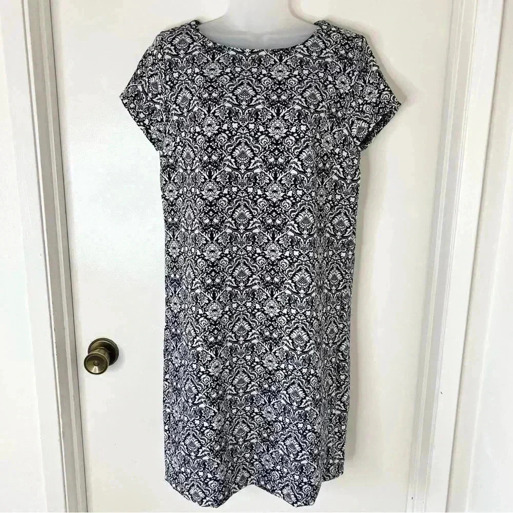 Philosophy Sz S Womens Black White Damask Print Sheath Dress Cocktail Career